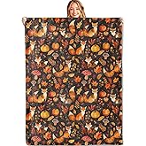 MIEPOS Autumn Cute Fox Throw Blanket,50x60in,Soft,Lightweight Flannel,Fall Leaves,Pumpkin Thanksgiving Blankets - Gifts for Kids & Animal Lovers,for Couch Office Travel,Home Living Room Decor