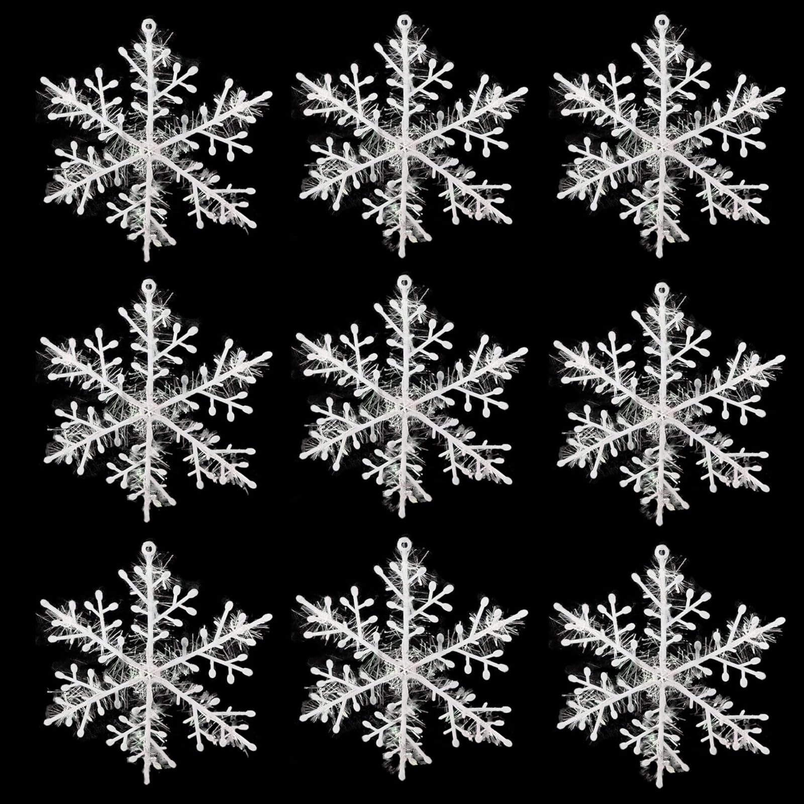 60 PCS Christmas Snowflake Ornament,Glitter Snowflakes Christmas Hanging Decoration Winter Hanging Snowflakes for Xmas Trees Party Supplies