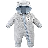 Babymine Baby Romper Infant Hooded Jumpsuit Long Sleeve Footed Onesie Outwear Outfits