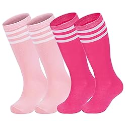 Zando 4 Pairs Pink Soccer Socks Youth Breathable