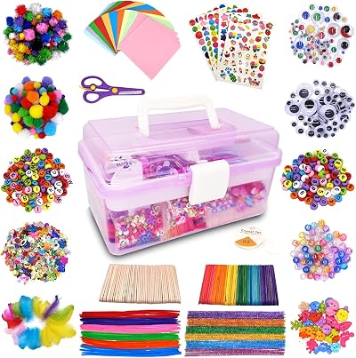 obqo 1800+ Pcs Kids Craft Box Purple Storage Box Art Set for Preschool