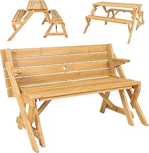 Best Choice Products Patio 2 in 1 Outdoor Interchangeable Picnic Table / Garden Bench Wood