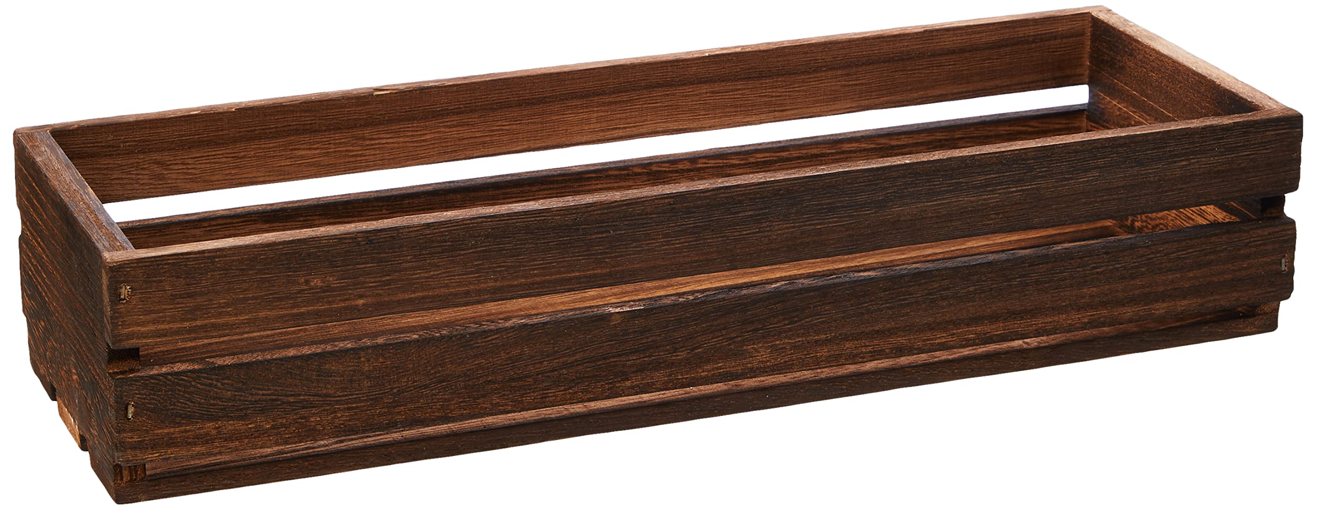 Genware NEV-TR220 Wooden Crate, Dark Rustic Finish, 34 cm x 12 cm x 7 cm