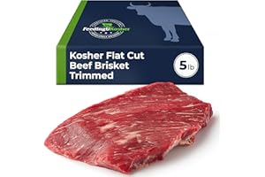 Flat Cut Beef Brisket Trimmed, Kosher Certified Beef, USDA High Choice, Pasture-Raised Grain-Finished Black Angus, Premium Le
