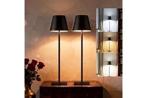 BubViem 2 Pack Rechargeable Table Lamps,LED Metal Touch Table Light, Battery Lamp IP44 Waterproof Indoor/Outdoor Table Lamp w