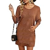 Dokotoo Womens Sweater Dresses 2025 Trendy Casual Crew Neck Long Sleeve Textured Pullover Knit Dress