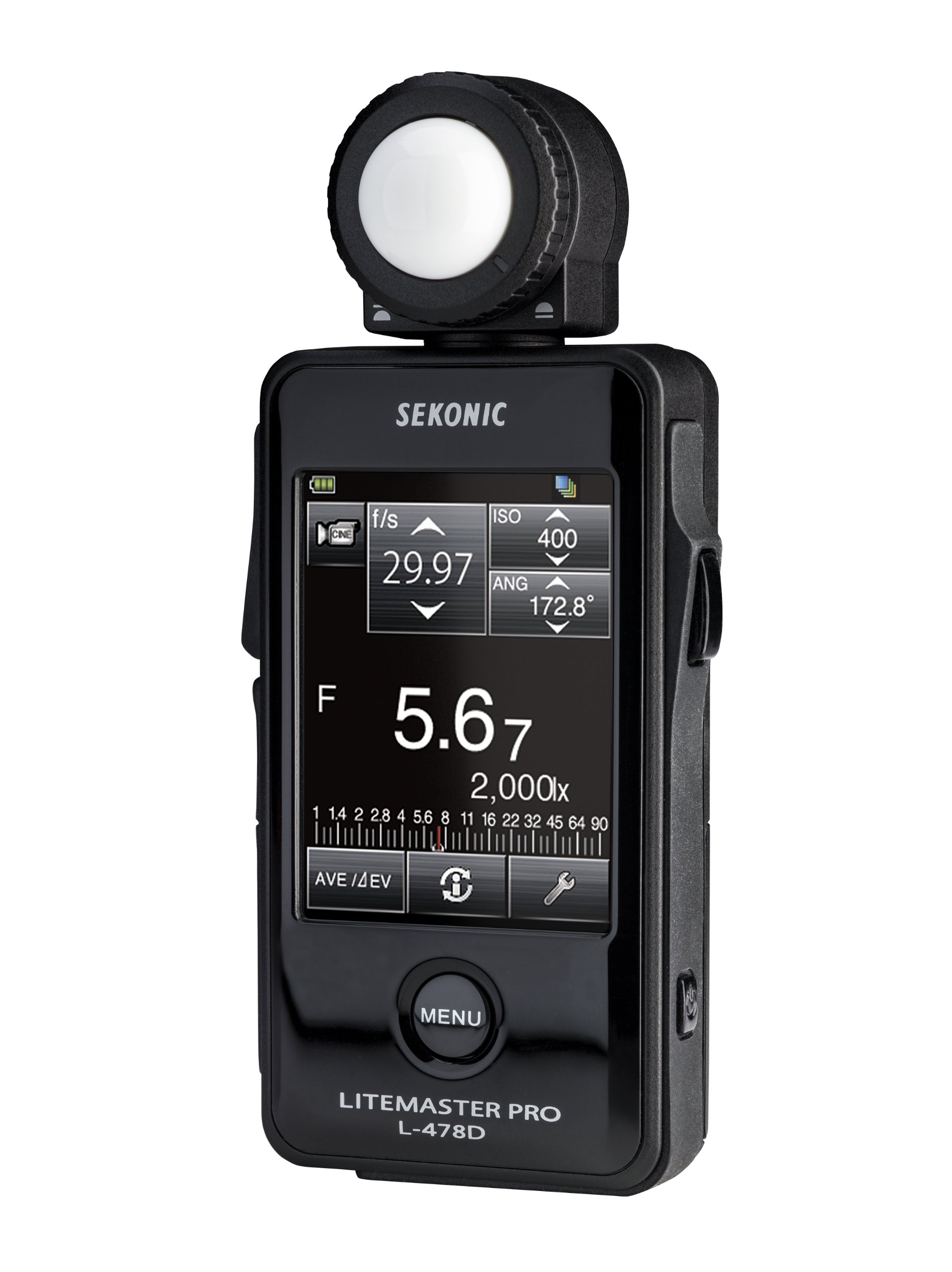 Sekonic L-478D LiteMaster Pro. L-478D. Strap and case included. Touch screen light meter for ambient and flash light readings. For photographers and filmmakers.