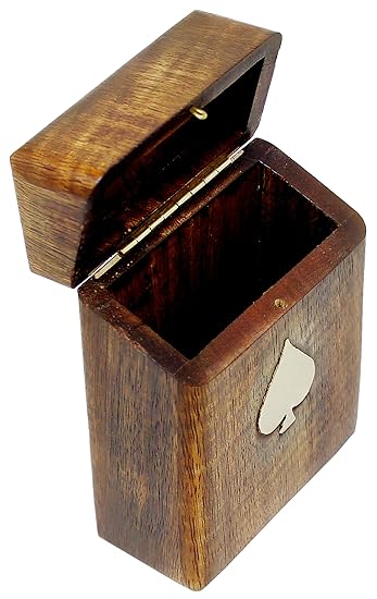 SKAVIJ Playing or Poker Card Case for 1 Deck Handmade Wooden box