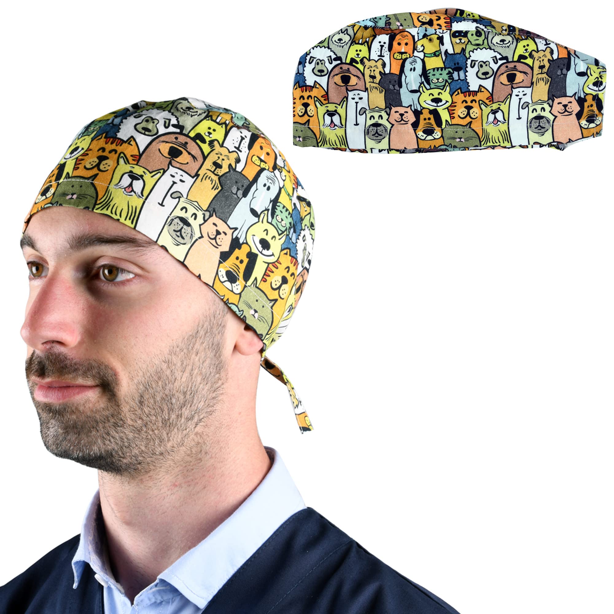 GIMA Hood various patterns surgical caps made from 100% high-quality pure poplin 40 cotton, absorbent, highly breathable, latex-free and autoclavable at 134 °C.