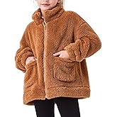 Hvididan Girls Fleece Sherpa Jacket Full Zip Fall Coat with Pockets Winter Jackets Kids Outwear for 5-14y
