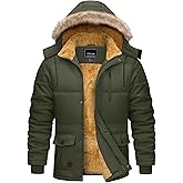 Cotrasen Men’s Winter Jacket Hoodie Thicken Warm Fleece Lined Water Repellent Windproof Parka Winter Coat