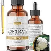 Lion’s Mane Mushroom Liquid Drops – Brain, Focus & Memory Support – Organic Hericium Erinaceus Extract – Natural Nootropic for Clarity & Energy – Vegan, Sugar-Free & Alcohol-Free Tincture