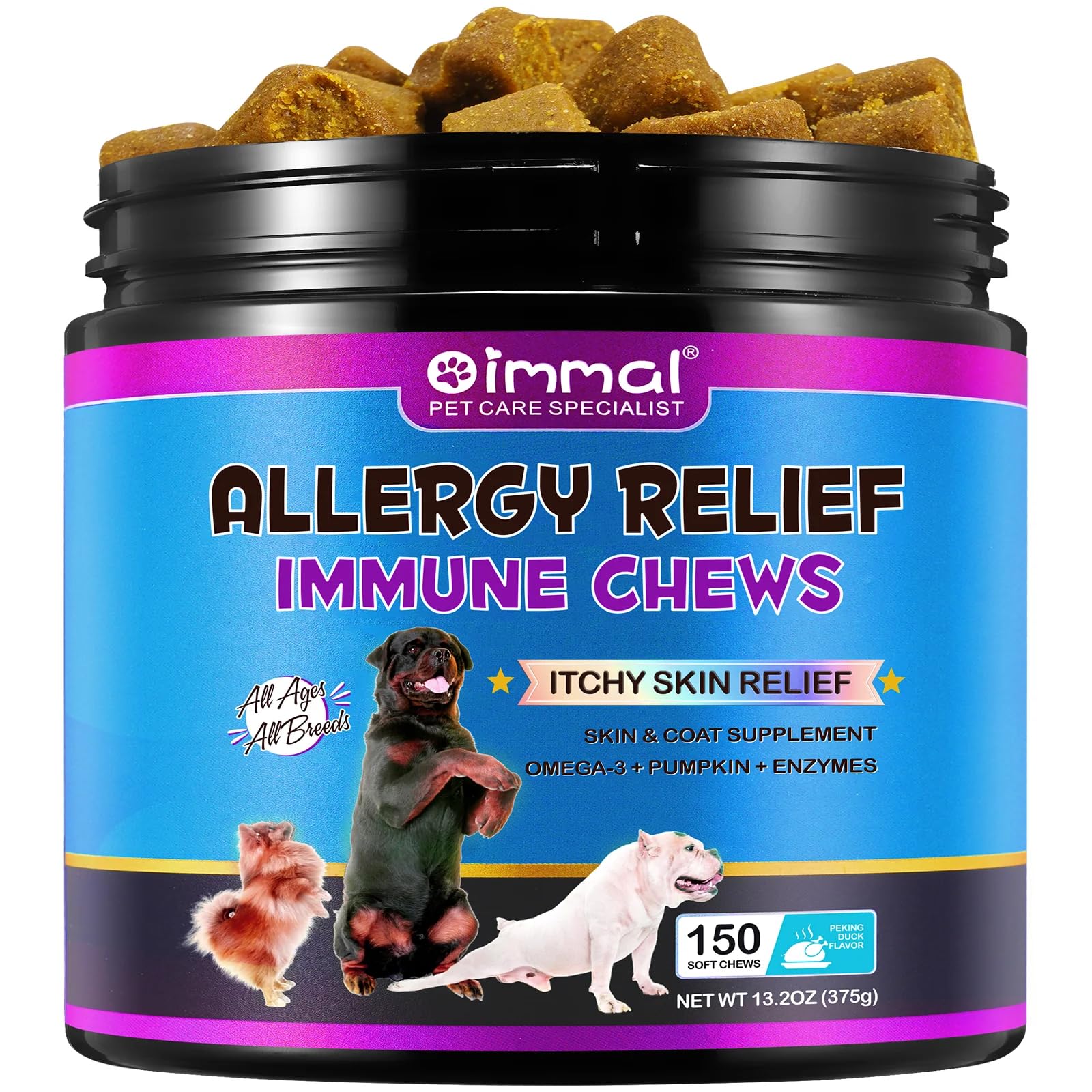 SANRIK Dog Allergy Relief, Allergy Tablets for Dogs, Itch Remedies for Dogs with 150 pcs, Dog Anti Itchy Skin Relief, Immunity Treats for All Breeds and Sizes