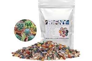 RIFNY Decorative Polished Rocks, 0.3" Gravel Rocks Crushed Crystal for Plant Flower Pots Succulents Cactus Bamboo Plant Vase Filler Aquarium Fish Tank Decorations and DIY Craft (1.5 LB, Color)