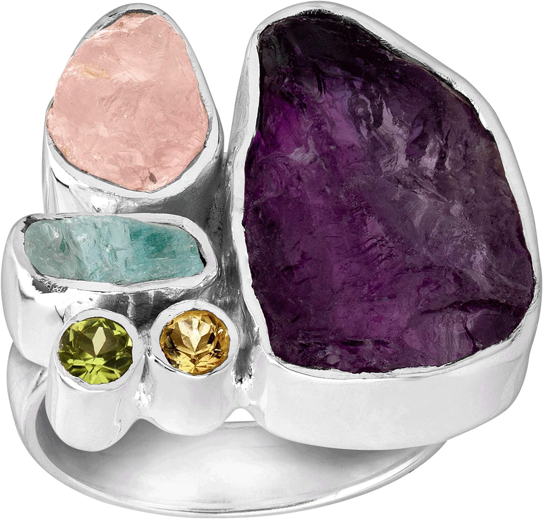 Prismatic' Natural Mixed Stone Ring in Sterling Silver