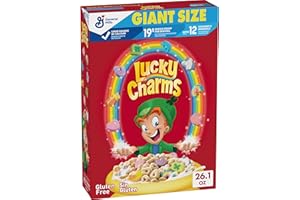 Lucky Charms Gluten Free Cereal with Marshmallows, Limited Edition Jumbo Rainbows, Kids Breakfast Cereal, Made with Whole Grain, Giant Size, 26.1 oz