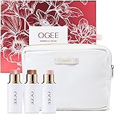 Ogee Shimmer All The Way - Limited Edition Holiday Makeup Gift Set - Includes a Trio of Pearl, Moonstone & Amethyst Highlighter Sticks & Organic Cotton Beauty Bag