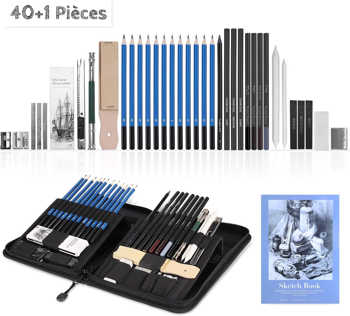 Kit De Dessin Shuttle Art - 72 Crayons (couleur, Aquarelle, Graphite, Métallique) + Accessoires - Trouffe Zip Incluse