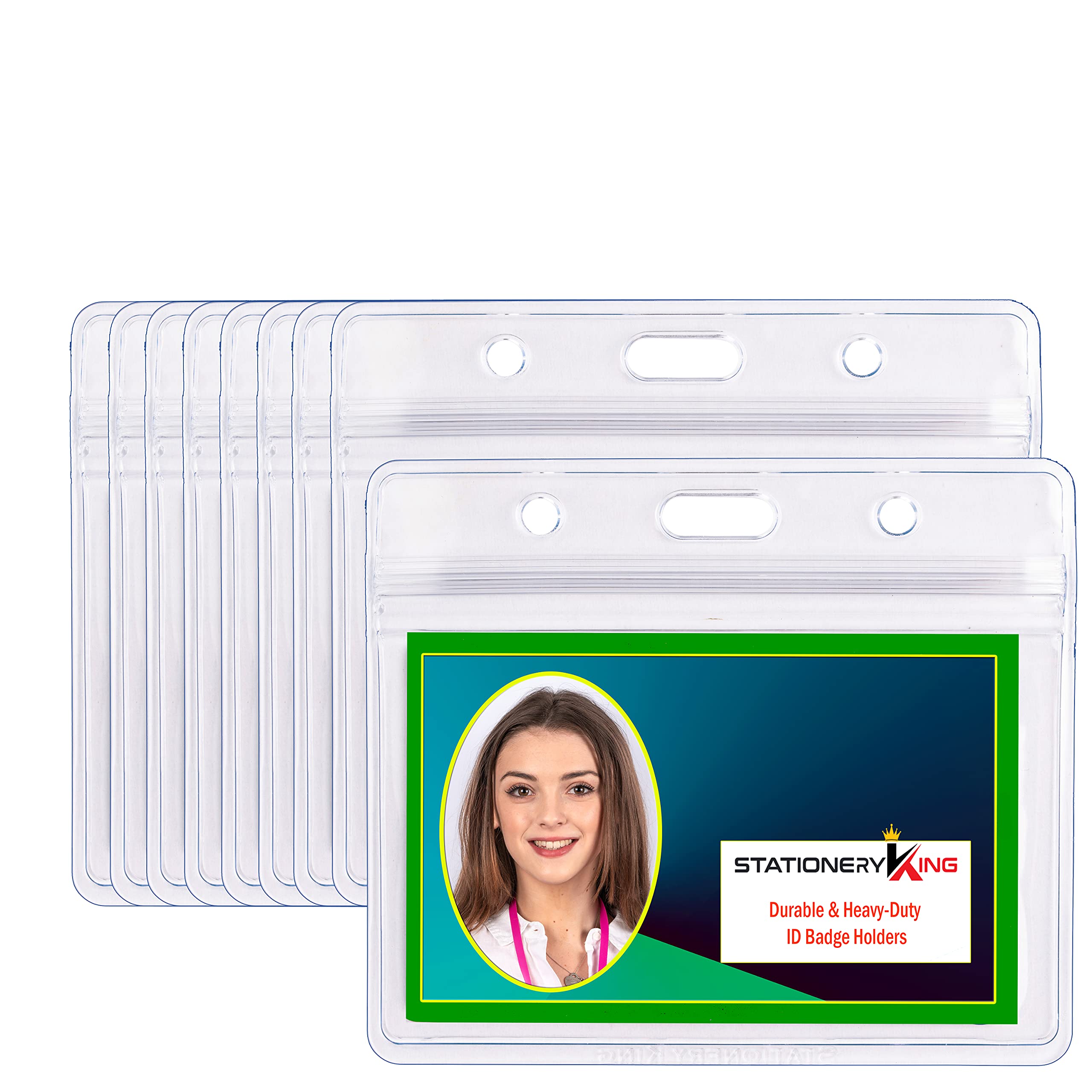 Durable & Heavy-Duty ID Badge Holders ~ Premium Quality, Clear Plastic, Waterproof & Dustproof ~ For Work, Moms, Teachers, Tours, Events, Cruises & More (100 Pack, Horizontal), by Stationery King