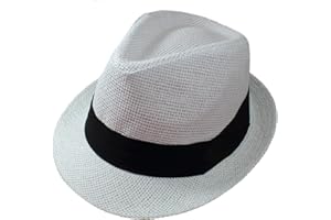 Gelante Summer Fedora Panama Straw Hats with Black Band