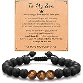 UNGENT THEM Mens Natural Stone Bracelet, Graduation Birthday Christmas Valentines Presents for Teen Boys Son Dad Brother
