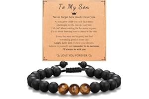 UNGENT THEM Mens Natural Stone Bracelet, Graduation Birthday Christmas Valentines Presents for Teen Boys Son Dad Brother