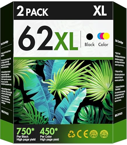 Cartouches D'encre 62 XL (Noir + Couleur) Compatibles HP – Lot De 2 (Best Office Supplies)