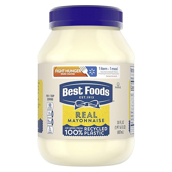 BEST FOODS REAL MAYONNAISE FOR A CREAMY CONDIMENT FOR SANDWICHES AND SIMPLE MEALS REAL MAYO GLUTEN FREE, MADE WITH 100% CAGE-FREE EGGS 30 OZ
