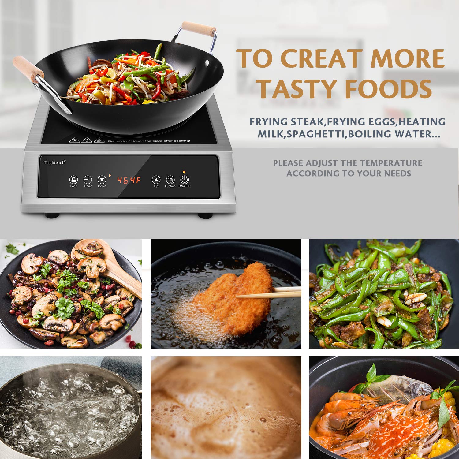 Trighteach Professional Portable Induction Cooktop, 1800W Single