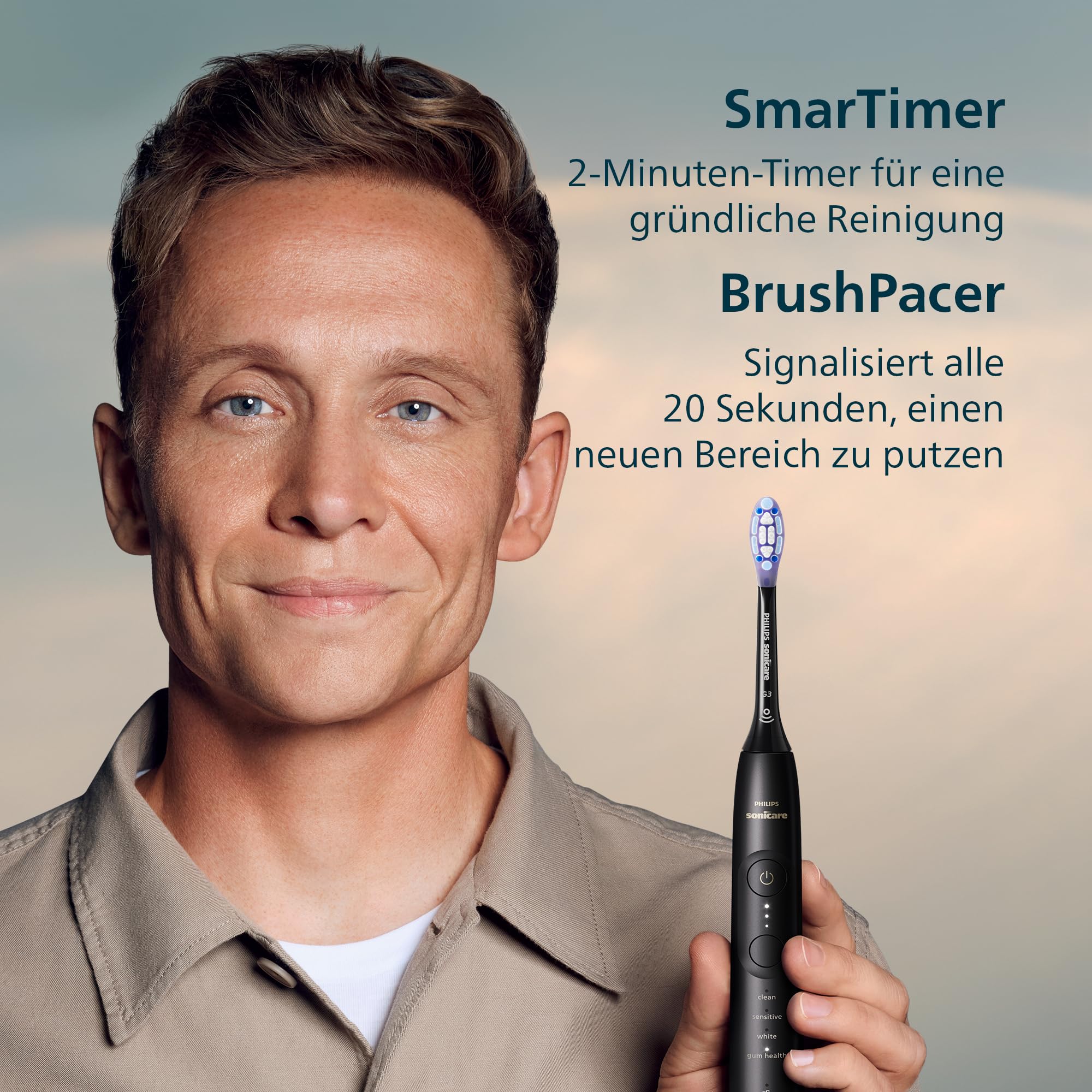Philips Sonicare 7100 elektrische Zahnbürste, Schallzahnbürste mit App, 4 Putzmodi, 3 Intensitätsstufen, Andruckkontrolle, EasyStart, SmarTimer, Schwarz, 2er-Pack, Modell HX7429/03 [Neue Technologie] 8