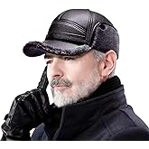 Winter for Men Outdoor Hat, Warm Sport Golf Baseball Cap, Leather Dad Caps with Earflaps for Gifts