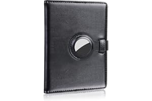 VNUVCOE Airtag Passport Holder Cover Wallet with Airtag Travel Wallet Accessories Passport Case with Credit Card Holders Passport and Vaccine Card Holder Combo for Men Women (Black)