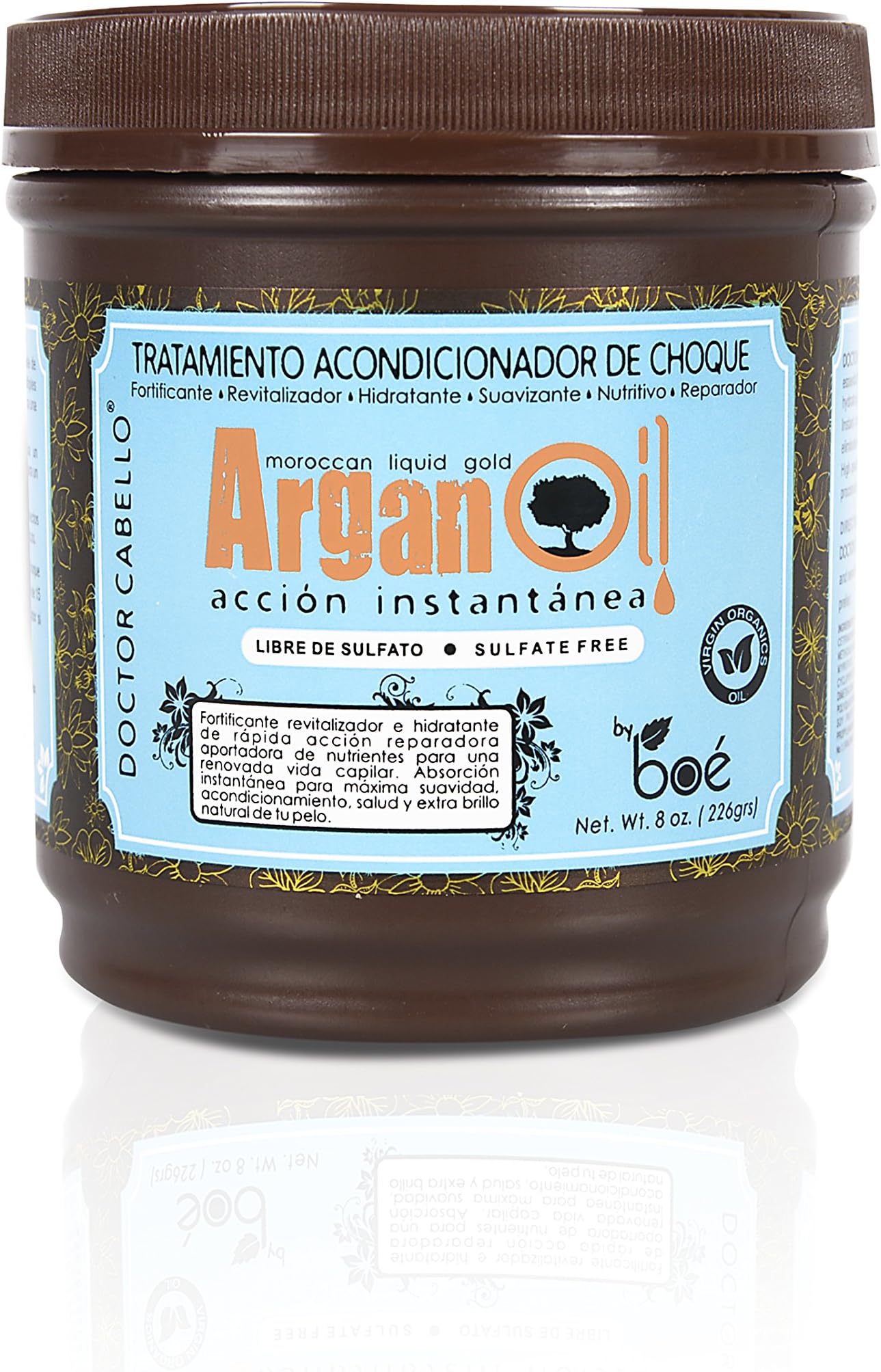 Doctor Cabello Argan Oil hair mask 226 grams– Made with 100% Virgin Organic Moroccan Argan oil, Silk proteins & Panthenol for intense conditioning and soft hydrated hair – Sulfate free