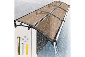 KIZYRQ Window Awning Door Canopy,Door Awning with Built-in Drainage System - Uv/Rain/Snow Resistant Design - Rugged Outdoor Awning for House Porches, Patios and Decks 60x100cm/24x40in & Brown