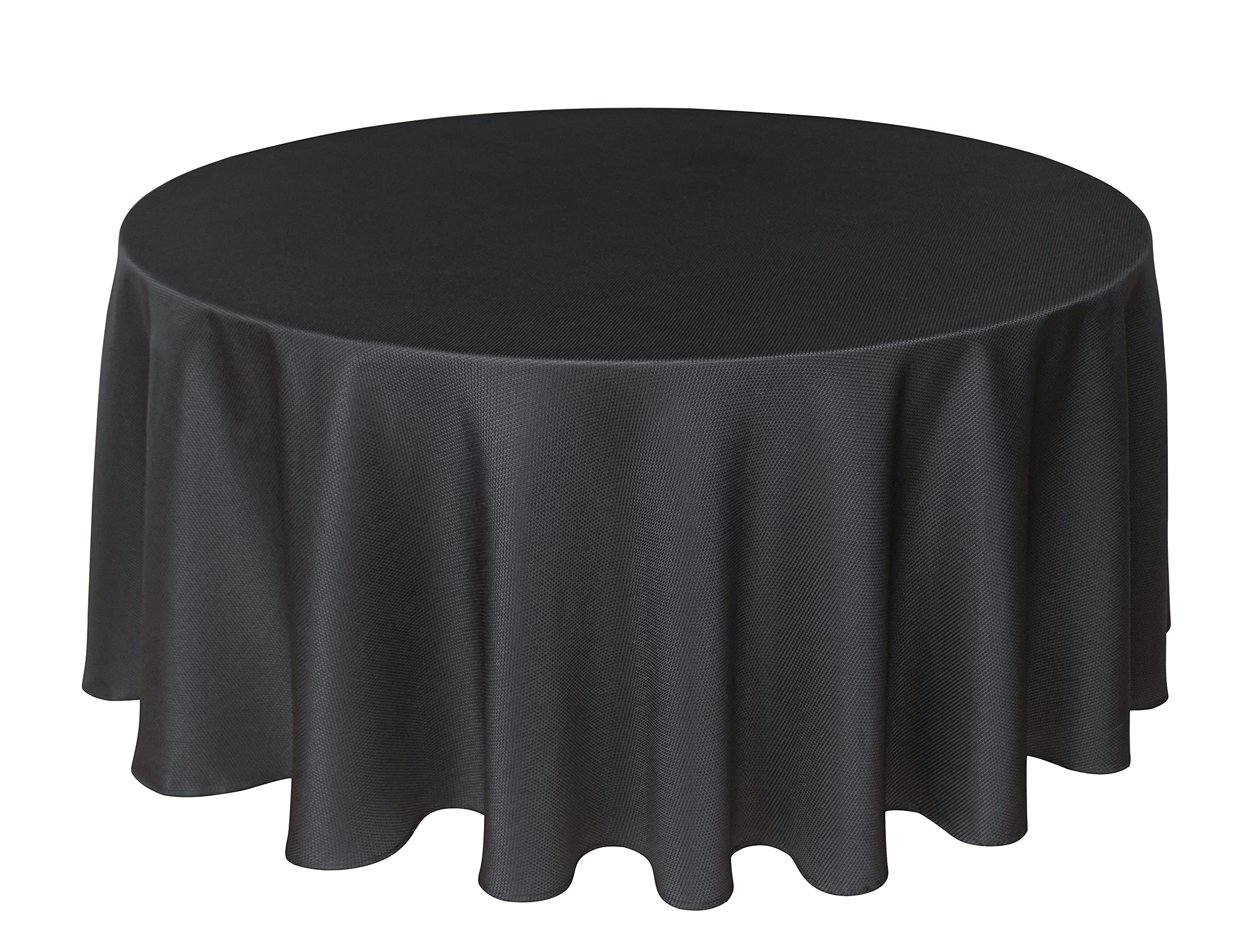 Photo 1 of Biscaynebay Textured Fabric Round Tablecloths 90", Black Water Resistant Washable Table Cloths Circle Folding Table Covers Linen for Dining, Kitchen, Wedding & Parties, etc