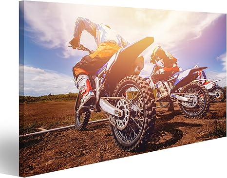 Islandburner Tableau Sur Toile Moto Cross L Equipe De Motocross En Moto Est La Route De De Hon 1k Amazon Fr Cuisine Maison