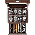 TAWBURY 8 Slot Watch Box with Drawer – Premium Watch Storage Case for Men | Faux Leather Watch Box and Storage Valet | Wrist Watch Display Case for Men | 8 Watch Case for Men