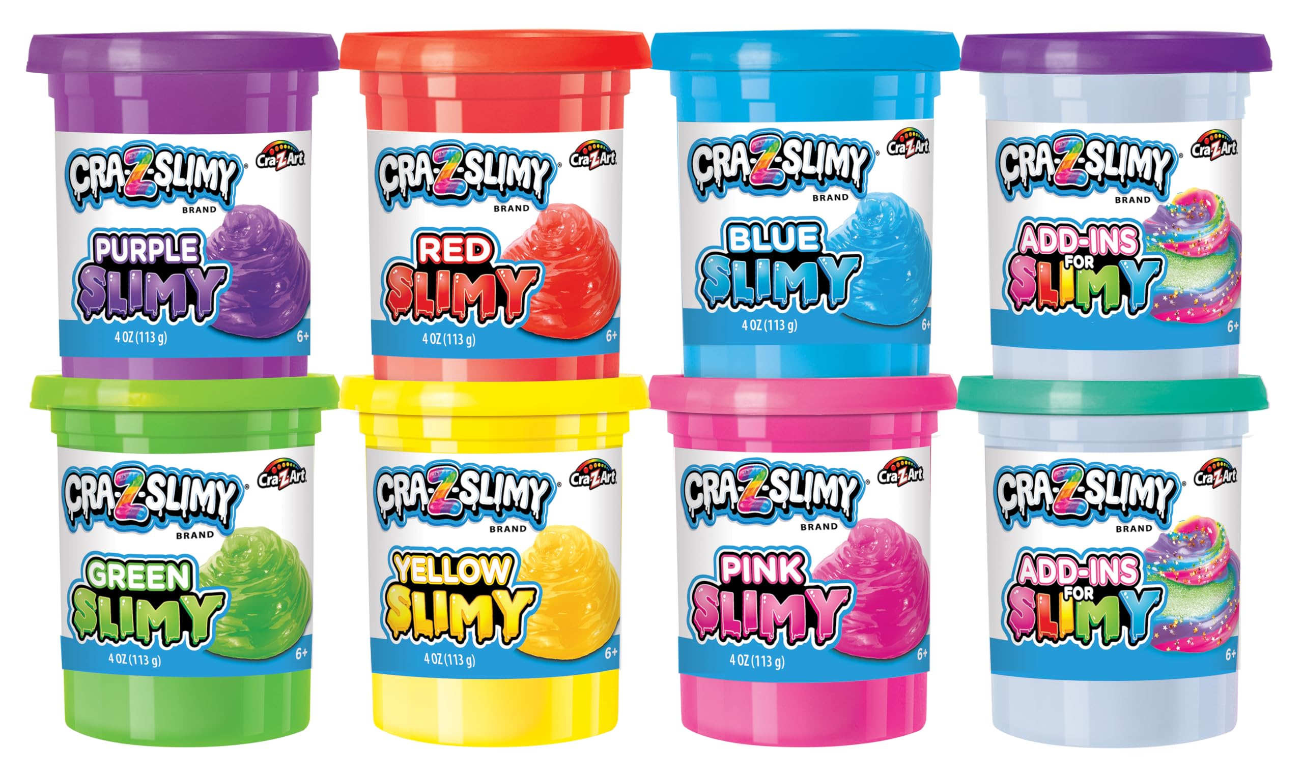 CRA-Z-Slimy Bold & Brite 8 Count, Stretchy & Colorful Premade Slime Collection, Ages 6 and Up