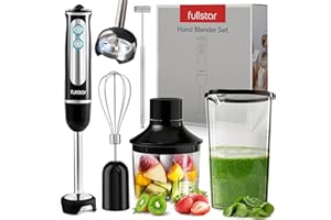 FULLSTAR Immersion Blender Set, Hand Blender Electric, Immersion Blender Handheld, 9-Speed, 500W Handheld Blender - Hand Blenders Immersion, Hand Mixer Electric Blenders, Smoothie Blender (5-in-1, Black)