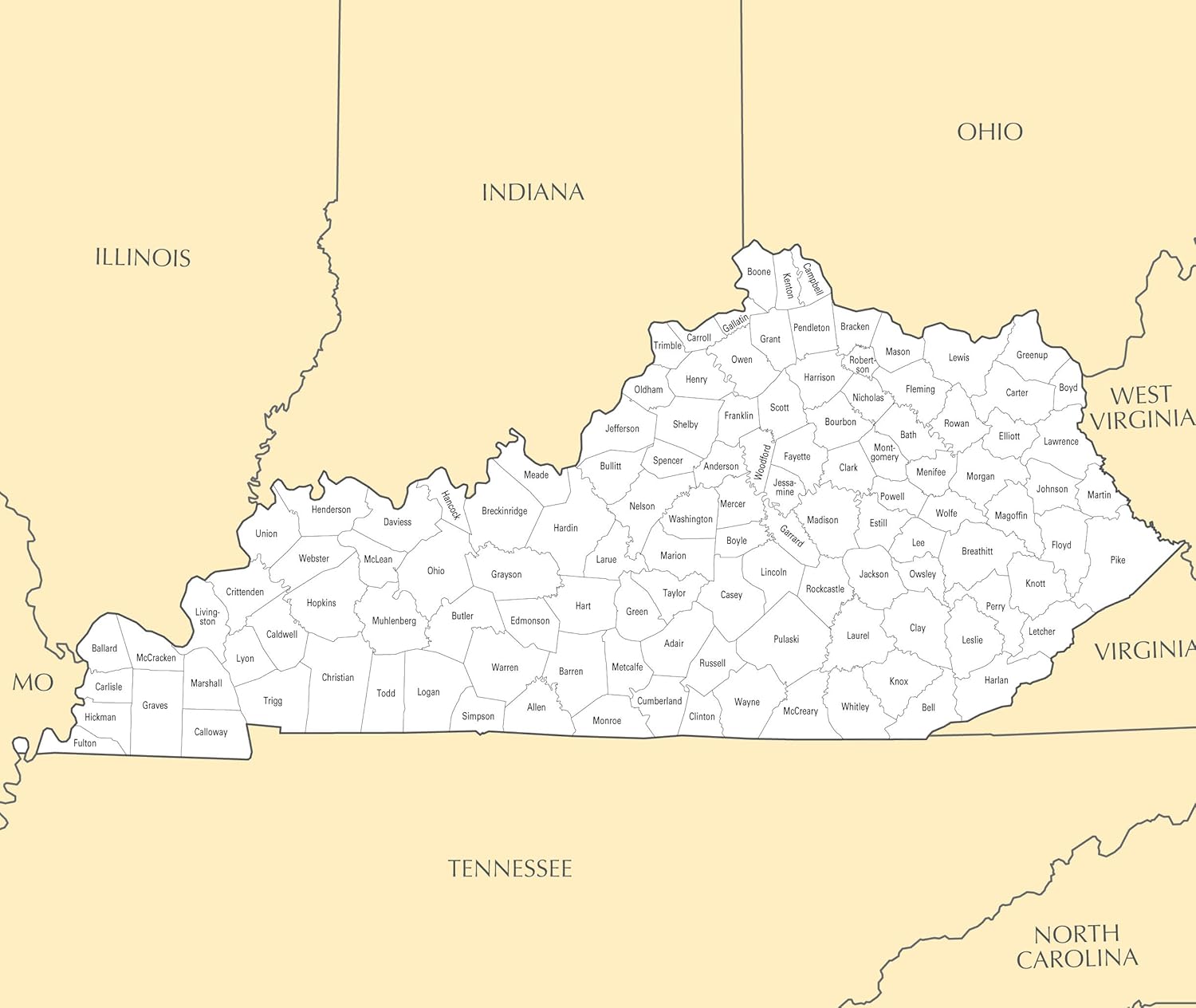 Amazon Com Home Comforts Large Administrative Map Of Kentucky