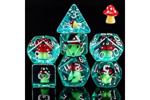 WEYANO DND Resin Mushroom Dice Set, D&D Polyhedral Dice for Dungeons and Dragons RPG, MTG Role Playing Games D and D Dice 7pc D20 D12 D10 D8 D6 D4