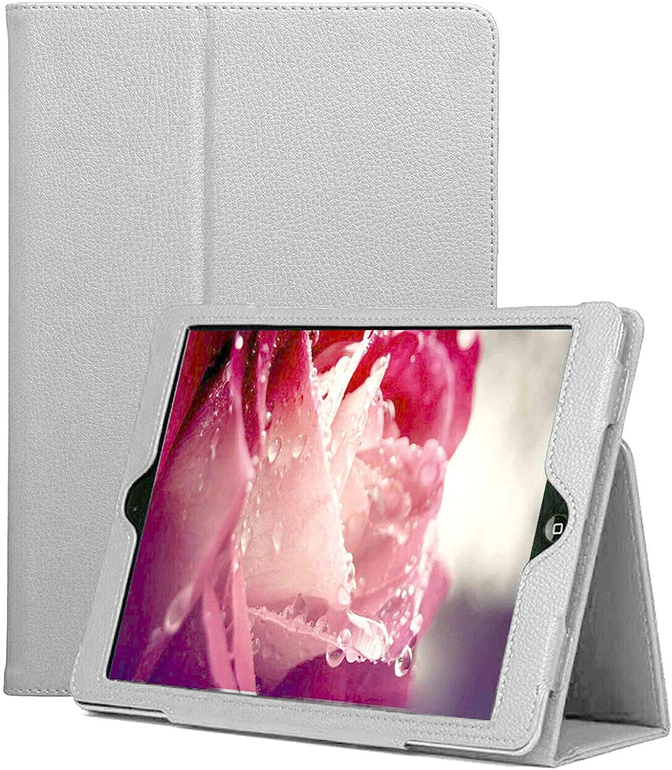 Leather Flip Stand Folio Case Cover For Apple iPad 9th generation 2021 (A2602, A2604) 8th Generation 2020(A2270,A2428) 7th Generation 2019 (A2197,A2198) (White)