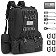 CVLIFE 60L Tactical Backpack for Men Women Military Large Army Rucksack With D-Ring Molle Clips Compass Accessories 3 Day Bug Out Survival Molle Bag Hiking Camping Gym Daypack Backpacks,Black
