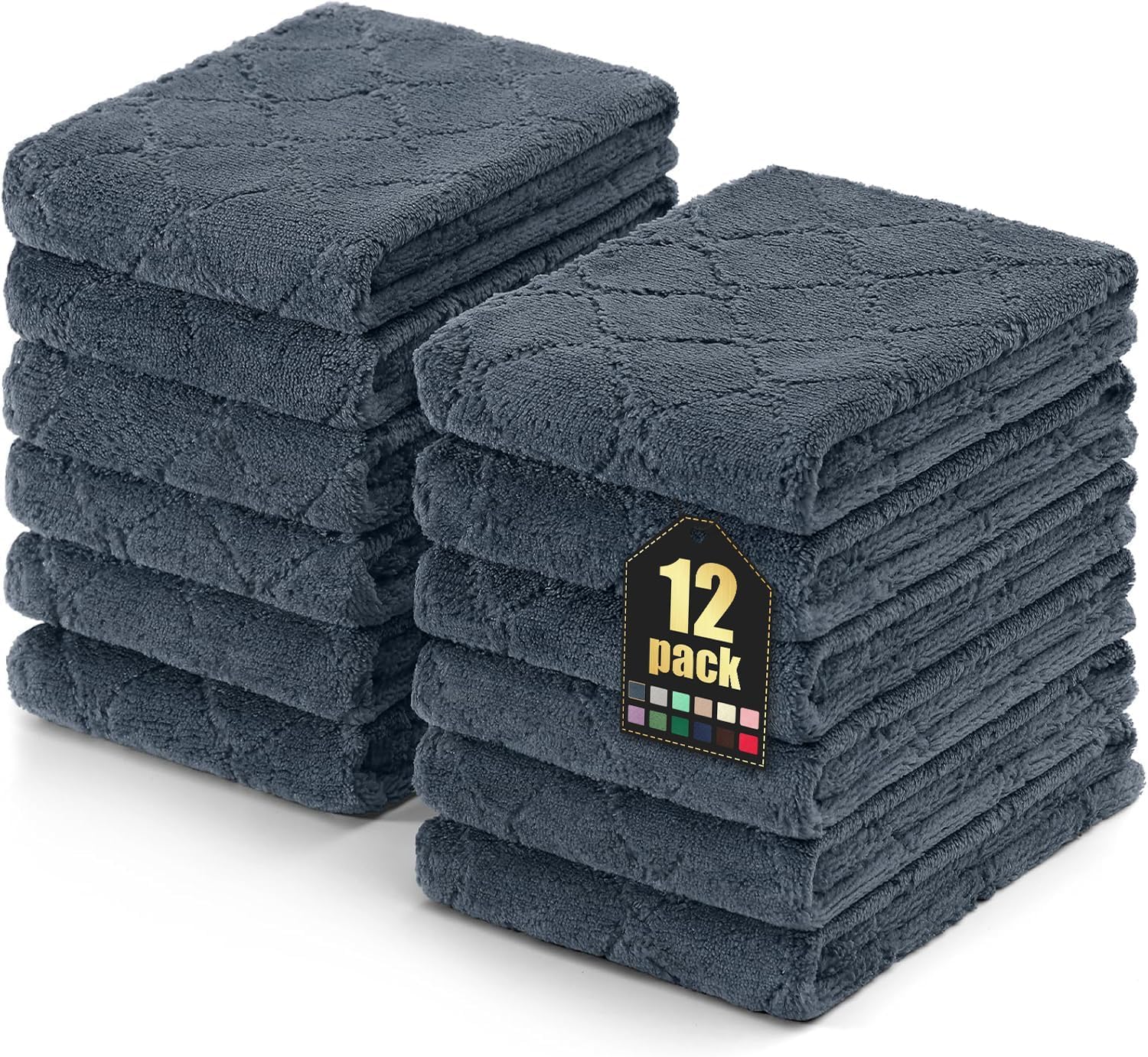 Photo 1 of Homaxy 12 Pack Dish Towels for Kitchen (10 x 20 Inches, Dark Grey), Super Soft and Absorbent Coral Velvet Dish Cloths for Washing Dishes, Nonstick Oil Fast Drying Microfiber Cleaning Cloth