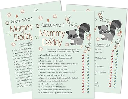 Inkdotpot Devine Qui Est Le Jeu Papa Ou Maman 50 Feuille Amusante Douche De Bebe Jeu Geschlechtsneutral Animaux De La Jungle Fete Amazon Fr Cuisine Maison
