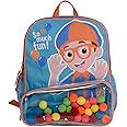 Blippi Backpack with Sound for Boys and Girls, Clear Front Pocket and Mesh Side Pockets, Toddler’s Schoolbag with Padded Back and Adjustable Straps, Versatile Day Pack for Kids, Blue and Orange