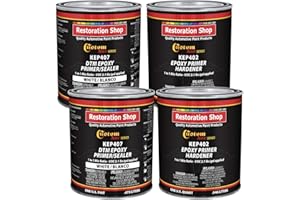 Custom Shop - White Epoxy Primer/Sealer 2.1 VOC (Gallon Kit) Anti-Corrosive DTM High-Performance Primer for Automotive and Industrial use Kit = 2 Qt. Epoxy Primer + 2 Qt. Epoxy Hardener
