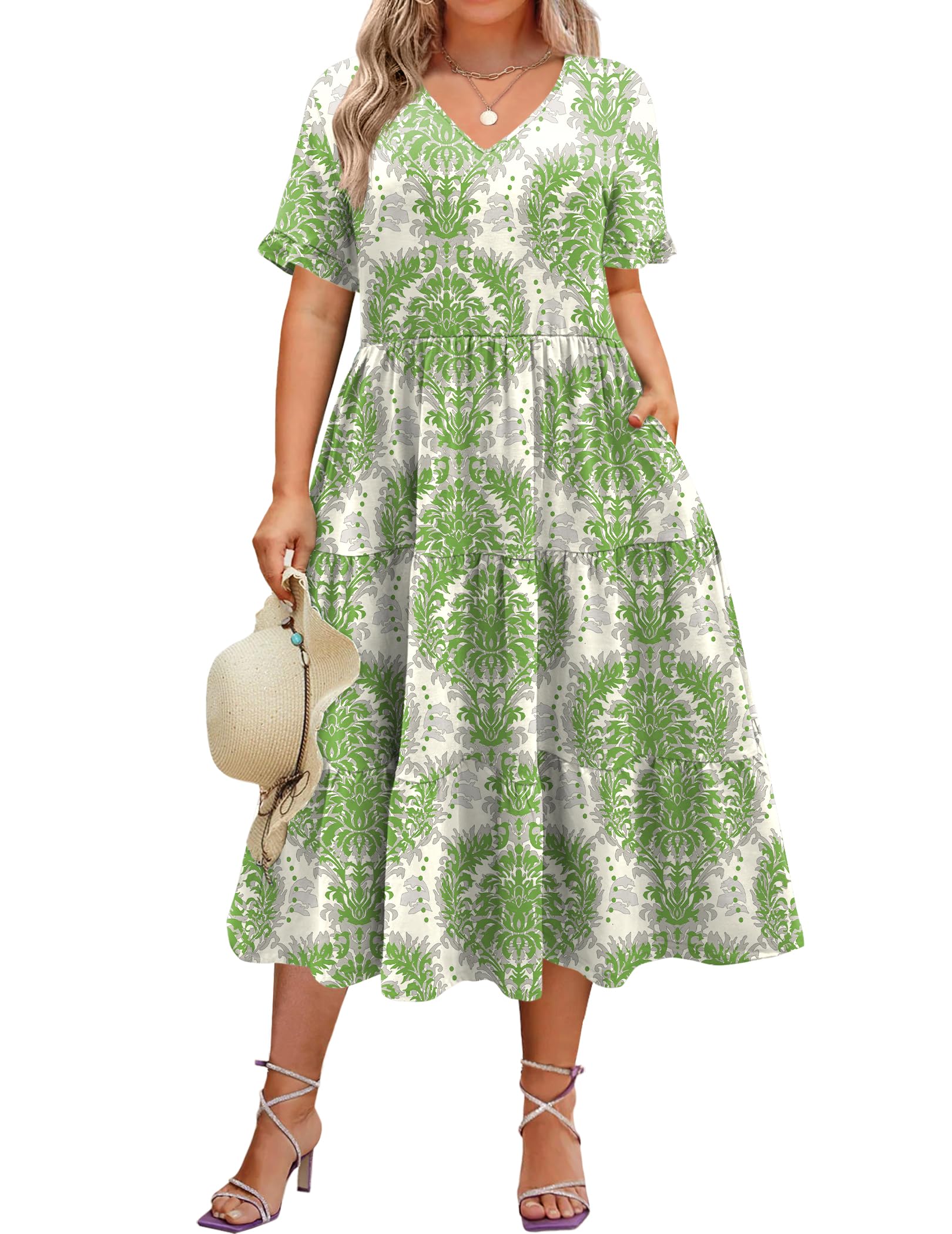 IN'VOLAND Plus Size Womens Summer Casual Boho Dress