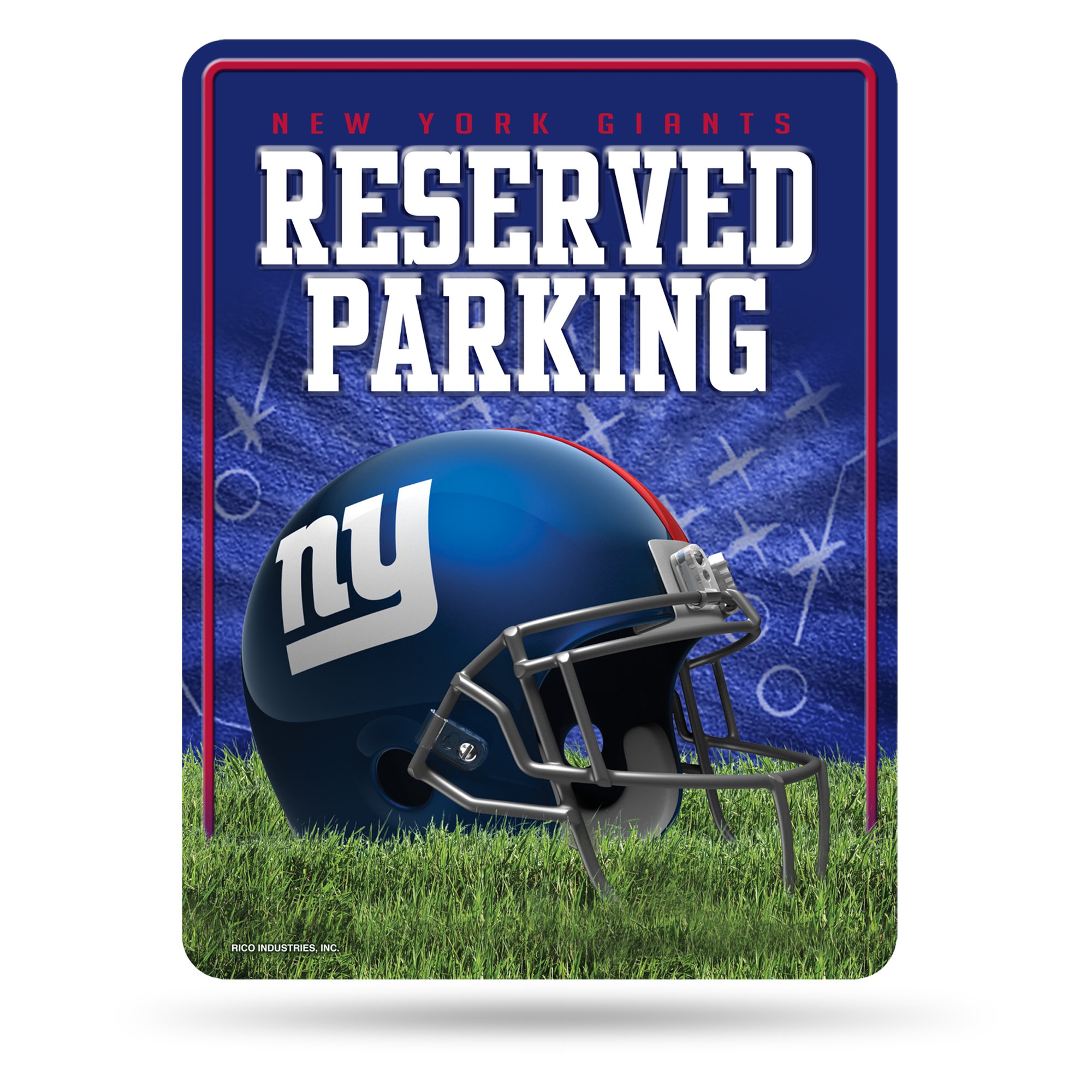 Rico Industries NFL Football New York Giants 8.5" x 11" Carbon Fiber Metal Parking Sign - Great for Man Cave, Bed Room, Office, Home Décor