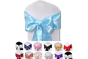Maiangel Satin Chair Sashes Bows-50PCS Chair Ribbon Ties Back Sash for Wedding Party Events Banquet Chair Cover Decoration (Baby Blue)